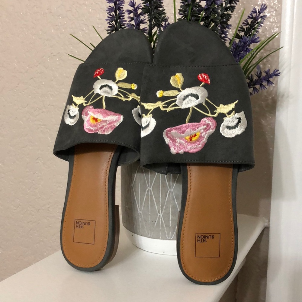 💖 14th & Union Womens Faux Suede Mules Shoes